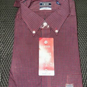 Izod Men's Blue and Red Checkered Shirt